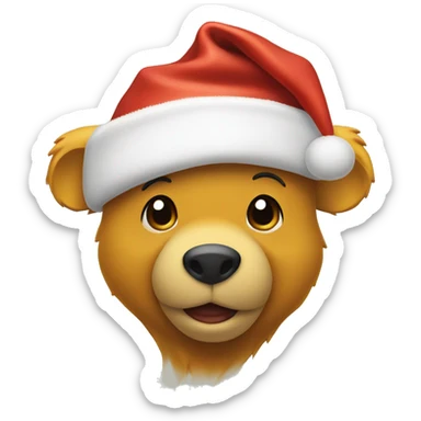 pooh bear in a santa hat sticker