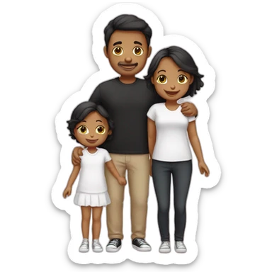 Family of 3- mum-dad-baby girl-2 cats 1white 1 black sticker