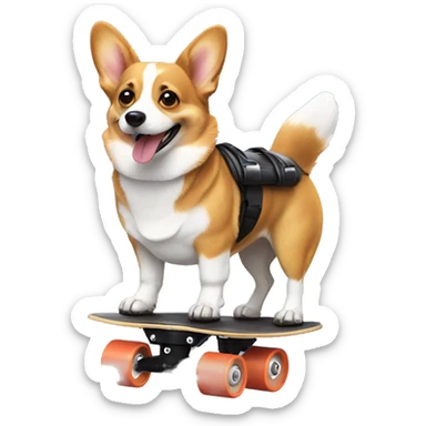 corgi with a roller skates sticker