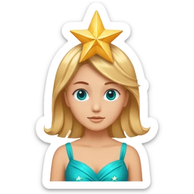 star face wearing a turquoise dress shaped into a real star not a human sticker