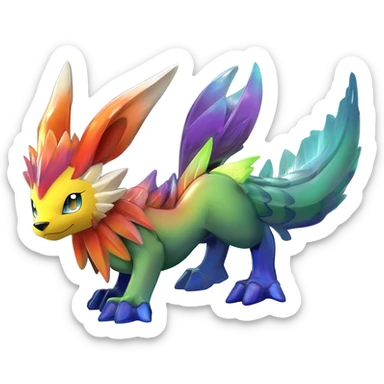 Spooky Colorful Scaley Shiny Liepard-Noivern-Litten-Sprigatito-Pokémon-fusion-creature (full body) sticker
