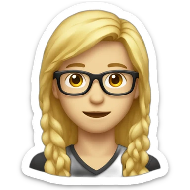 garçon avec des cheveux long blond des yeux bleux et des lunette noir sticker