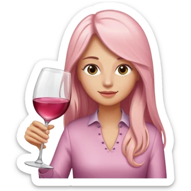 Person long hair pouring light pink wine into glass  sticker