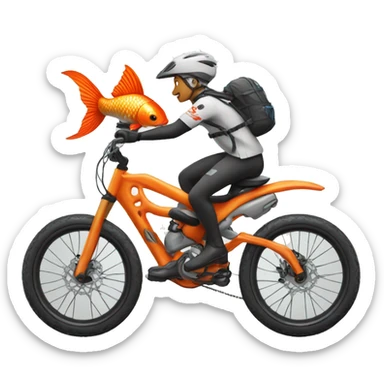Koi riding a mountain bike sticker