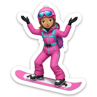 A snowboarder girl in a pink kosume full body sticker