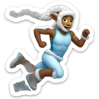 an aries running under snow sticker