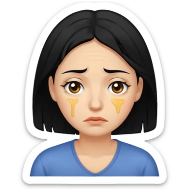 Tired overwhelmed mama black hair dark brown eye black hair  sticker