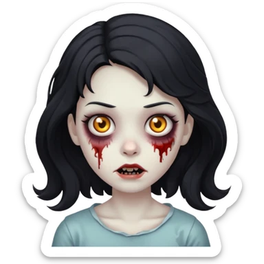 garota zumbi com cabelo preto ondulado sticker
