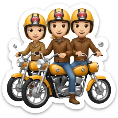 3 friend ride motorcicle sticker