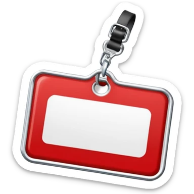 classic red and white name tag with the word 'CONTENT' sticker