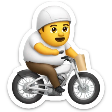 Fat white bike rider eating a burrito sticker
