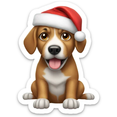 Dog with Santa hat sticker