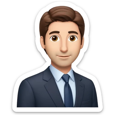 Ross Geller from Friends TV show with brown hair and suit sticker