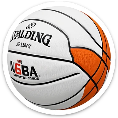 ultra minimalist white basketball, very simple Spalding and NBA branding, just a hint of colorful lines, extremely clean design sticker
