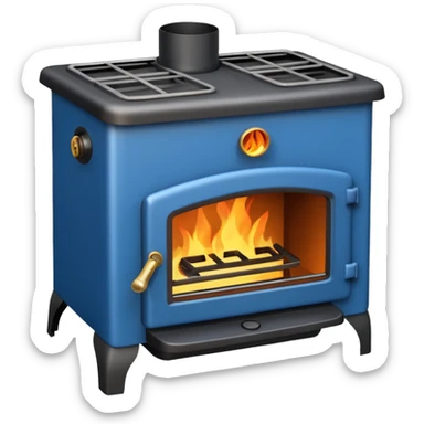blue wood burning stove sticker