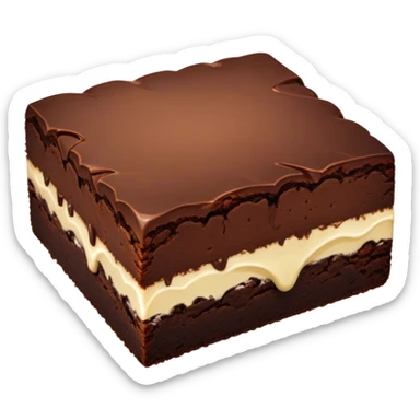 Cinematic Realistic Brownies, rich and dense with a deep chocolate hue, slightly cracked on top revealing the fudgy center, soft light reflecting off the warm surface, a few crumbs scattered around, glowing with an indulgent and comforting texture. sticker