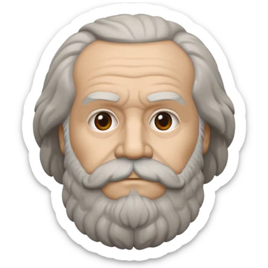 simple emoji of Karl Marx's head inspired by the stone statue in Chemnitz, minimal detail, neutral expression sticker