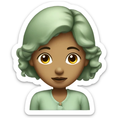 Sleepyhead cute girl in sage green sticker