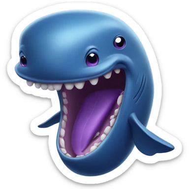 Blue whale purple, open mouth sticker