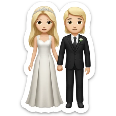 Wedding couple blonde bride long hair and long black hair Chinese groom
 sticker