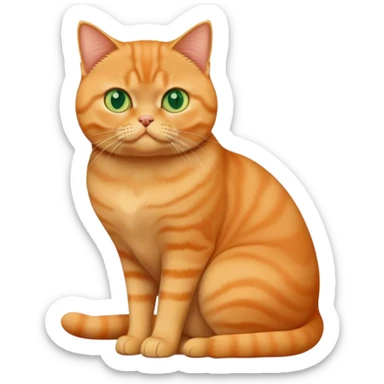 Full body sitting orange British shorthair cat with green eyes sticker
