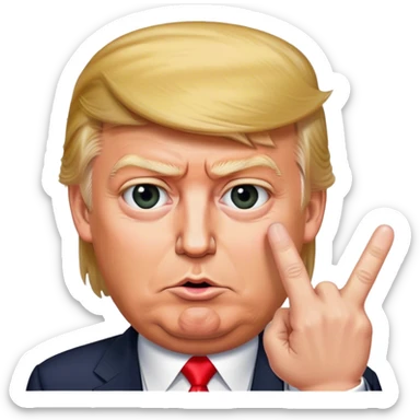 Donald Trump shows one finger photorealistic face sticker