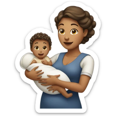 Woman delivering baby sticker