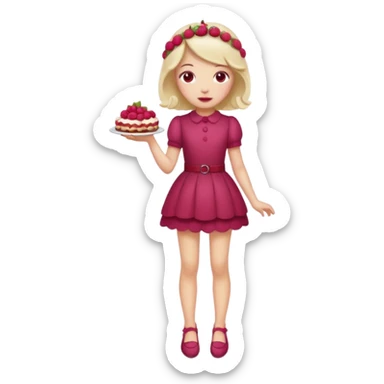 Raspberry torte human full body and legs girl with a raspberry barrette on her head sticker