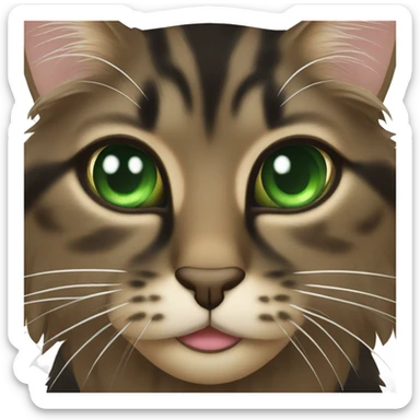 a long haired dark tan tabby cat and black cat has green eyes sticker