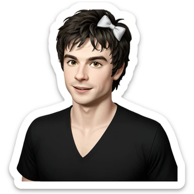 smiling boy in black shirt sticker