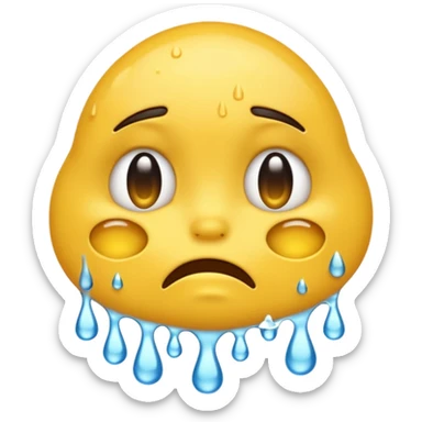 embarrased yellow emoji sqeezing eyes shut with sweat coming down the face sticker