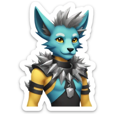 Anthro Sona Fakemon with an edgy spiked collar Full Body sticker