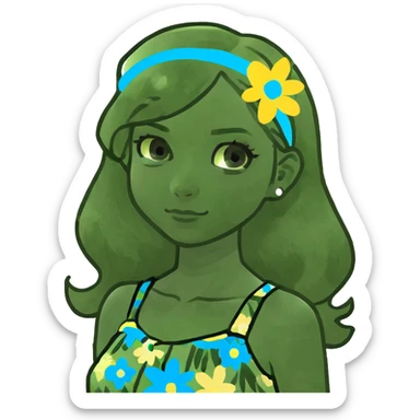 girl with blonde pin straight hair and blue eyes sticker