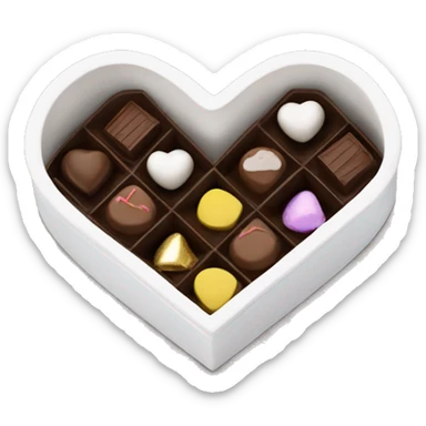 white heart shaped box with chocolates in it sticker