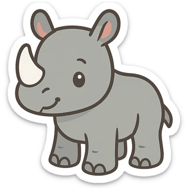 flat toon style baby rhino sticker