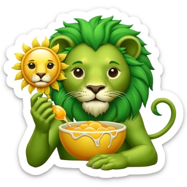 Alchemist style green lion eating sun sticker