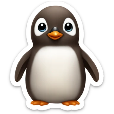 fuzzy brown baby penguin sticker