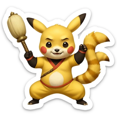 Pickachu with Kung fu panda po sticker