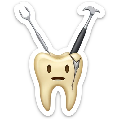 Tooth extracted holded by tweezer sticker