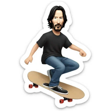 Keanu Reeves on a skateboard sticker
