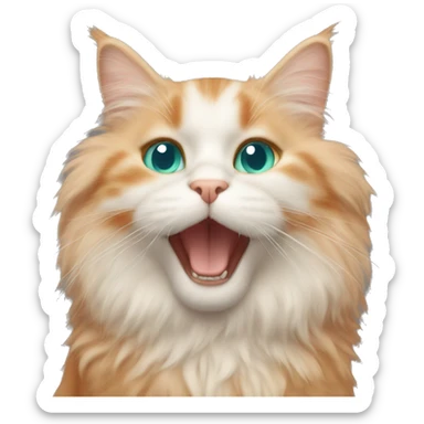 Fluffy orange cat with teal eyes sticker