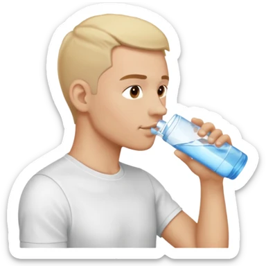 light man in profile drinking water sticker