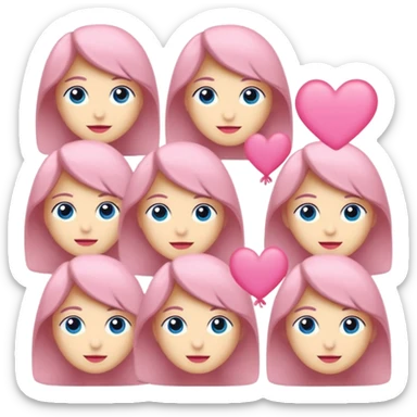 Karakter birisi düz saçlı birisi dalgalı bir stoplu saklı birisi açık saçlı boydan birisi mavi kıyafetleri birisi pembe kıyafetli boydan kız karakter sticker