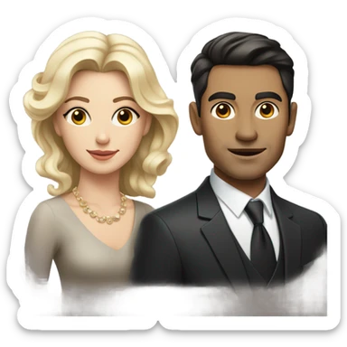 A beautiful woman and two men sticker