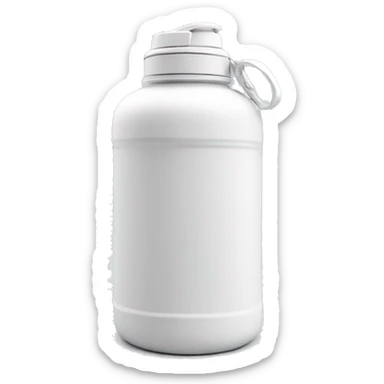 white water bottle with white lid, white handle strap sticker