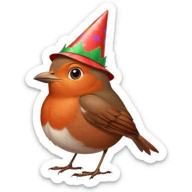 un rouge gorge a son anniversaire sticker