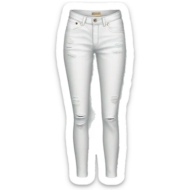 Realistic isolated pair of white distressed fashion jean jegging pants. sticker
