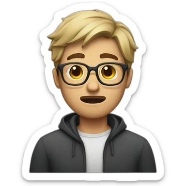 Man with glasses in distress sticker