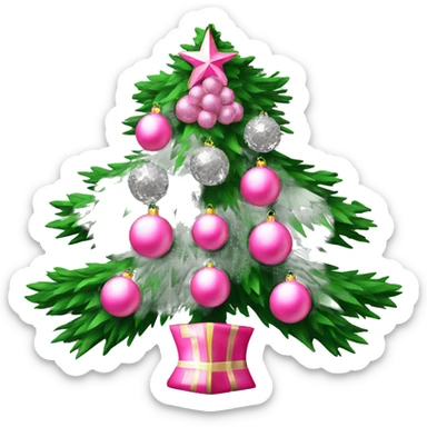 Christmas tree with pink balls and diamonds balls ￼ sticker