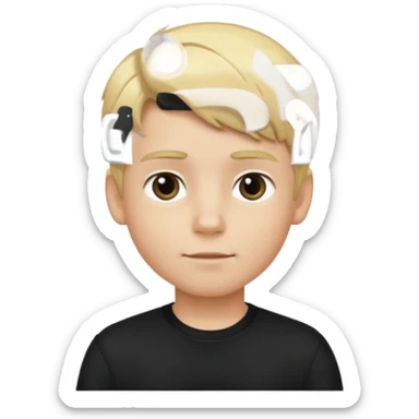 hockey player boy blonde hair black clothing sticker